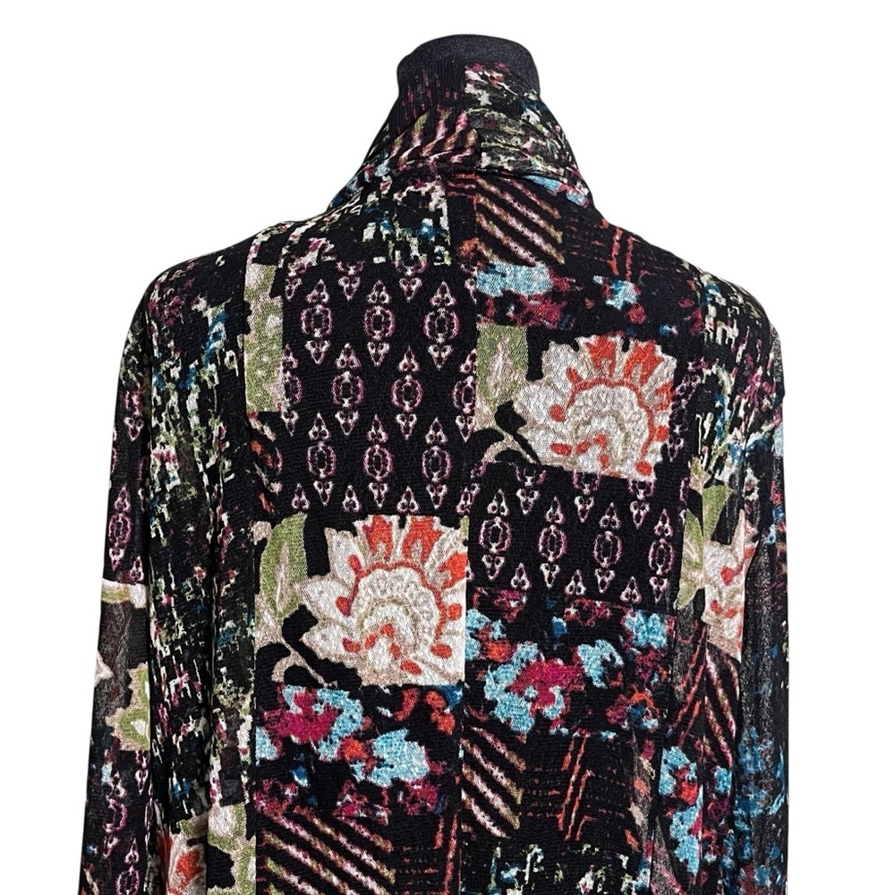 All Miles Patchwork Floral Semi Sheer Mesh Open Front Duster Cardigan XL - Picture 5 of 10